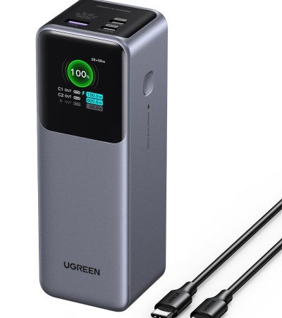 UGREEN Nexode Power Bank 25000mAh 200W Laptop Portable Charger PD 3.1 Fast Charging 90Wh 3-Port Battery Pack with TFT Smart Display for MacBook Pro/Air/ipad/iPhone 17/16/Samsung S26/Dell/HP and More